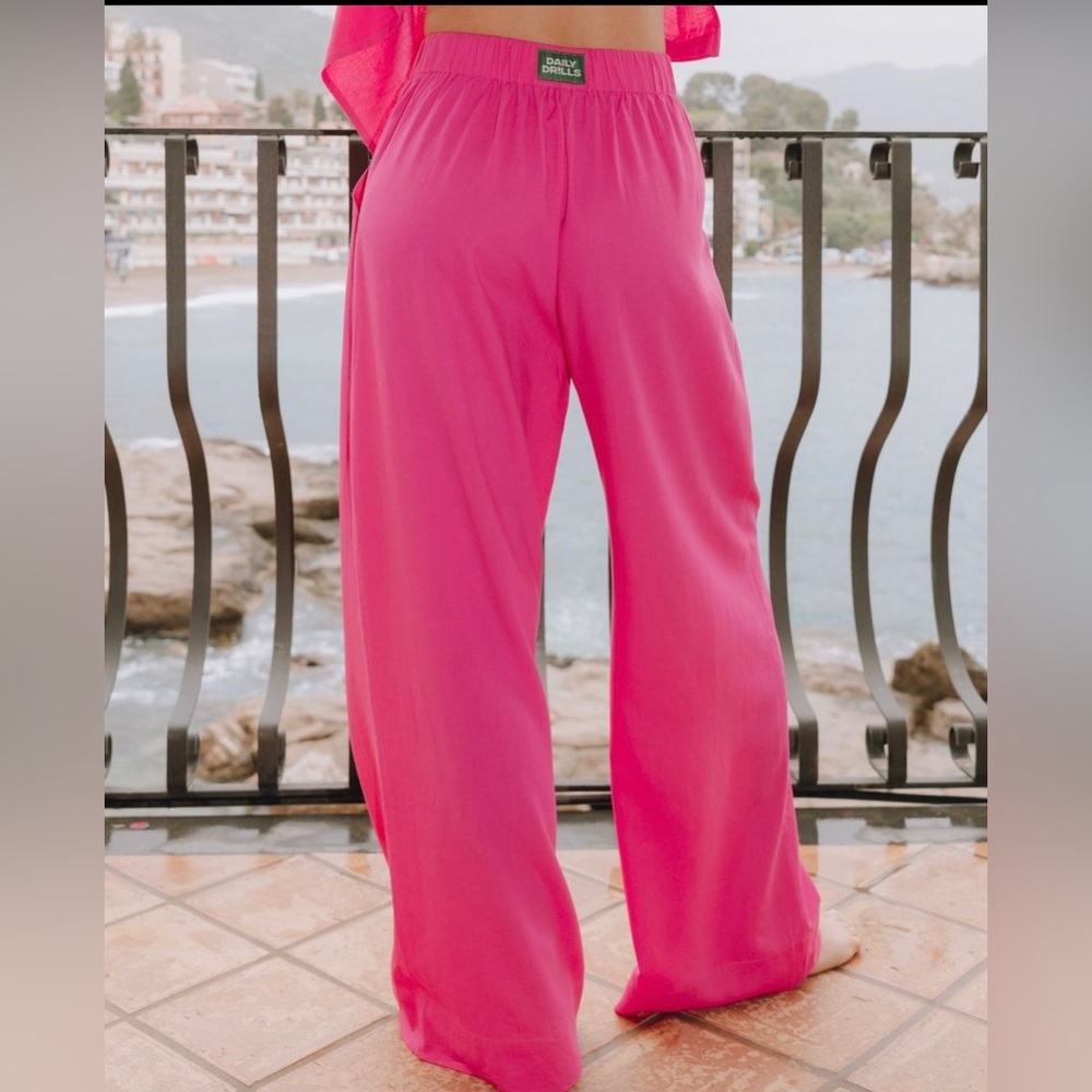 Daily Drills Pink Linen Pants